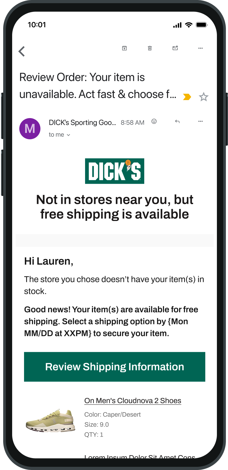 Save the Sale — a lifecycle email and SMS experience recovering cancelled pickup orders