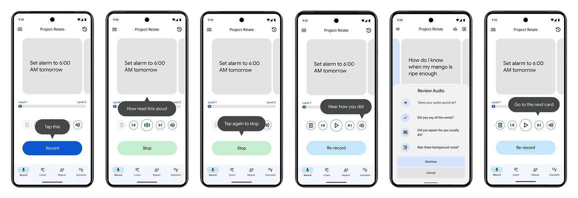 Grey mid-fidelity tooltips on the recording screens