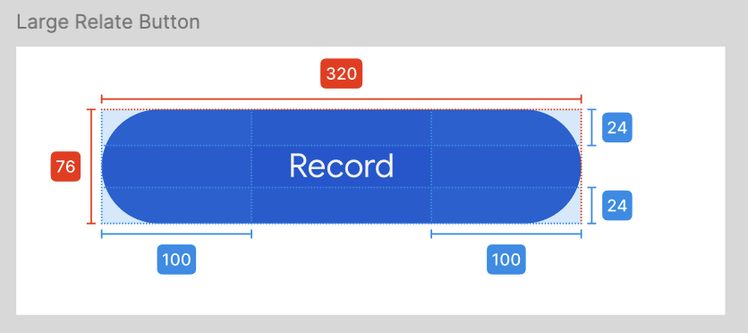 Large Relate Button specs — 320 by 76