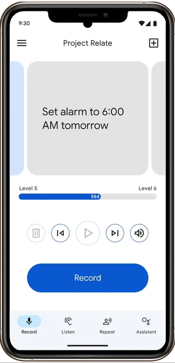 Project Relate recording interface