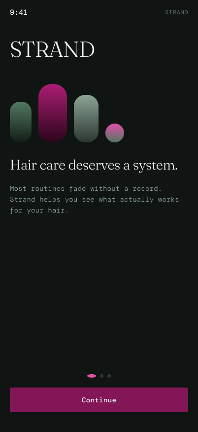 Strand onboarding — Hair care deserves a system