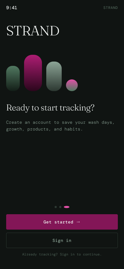Strand onboarding — Ready to start tracking